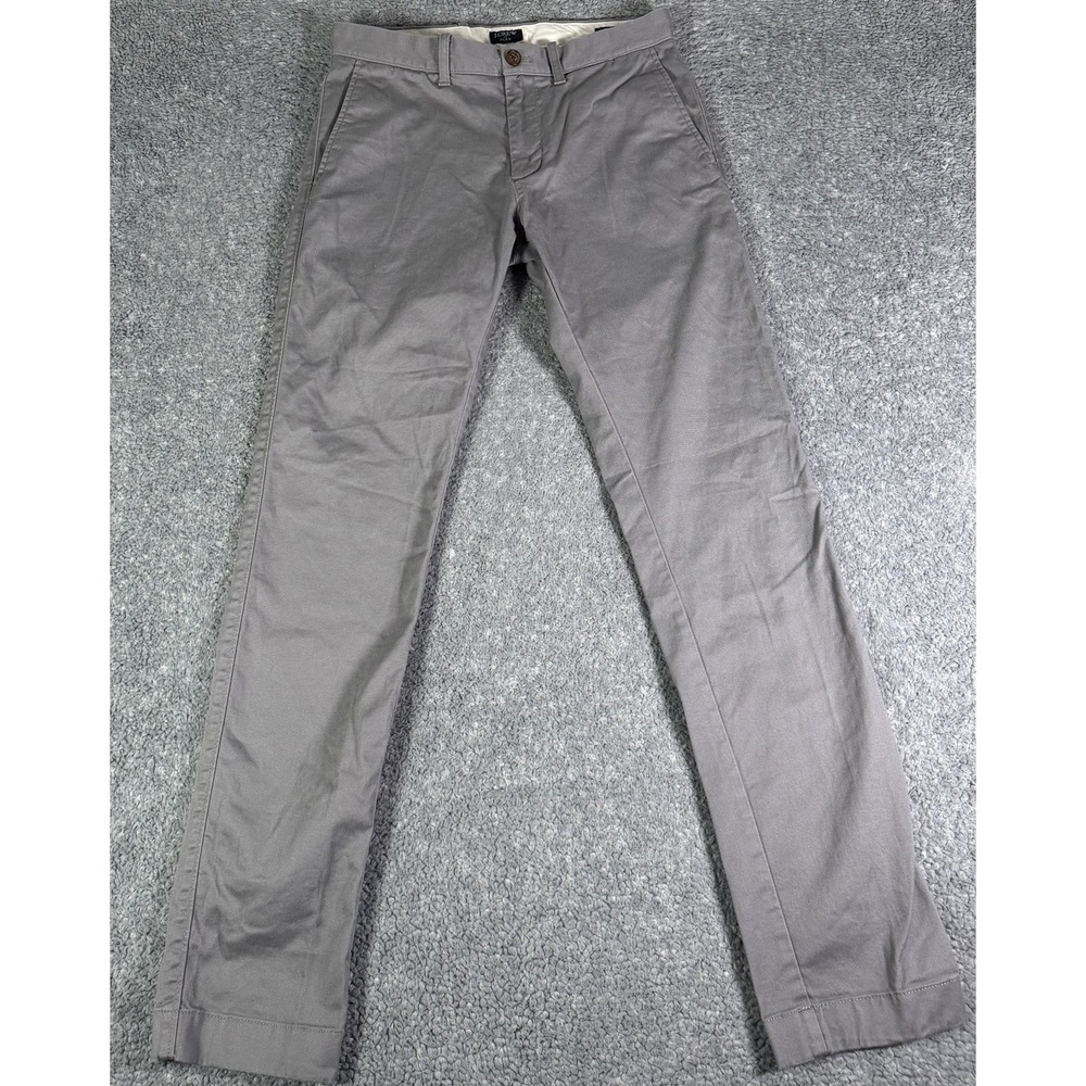 J Crew Flex Chino Pants Mens 28x32 Gray Slim Cotton Blend Stretch Casual H3167